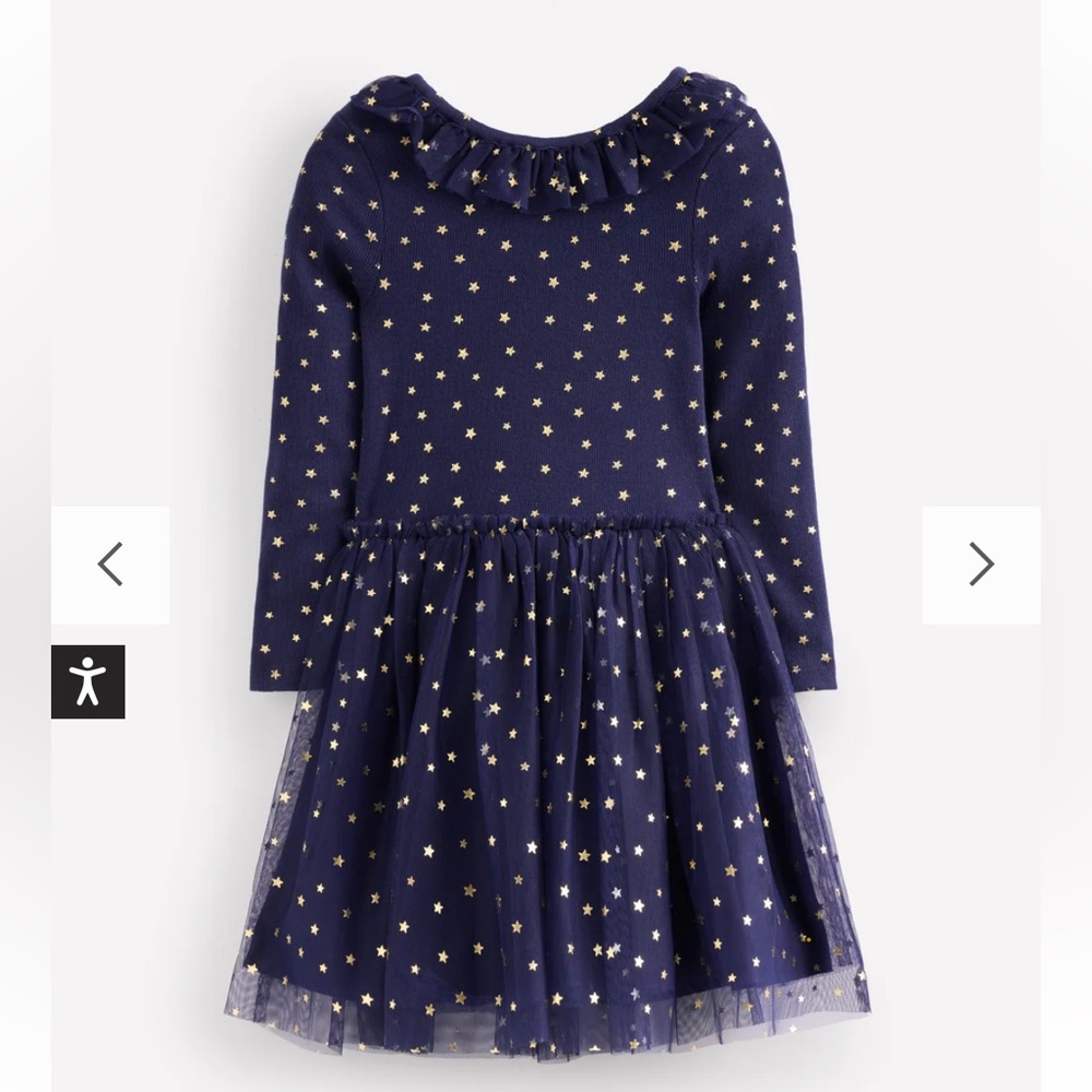 NEW Mini Boden Twirly Tulle Dress College Navy Gold Stars Girls 2-3 Years - Picture 12 of 13
